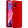 HULLIN Custodia per Telefono in Silicone Colorato, Adatta per vivo V21 5G (6.44) - Rosso Cina