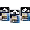 MAXELL Confezione da 3 blister da 4 batterie alcaline AA Mignon LR6 1,5 V