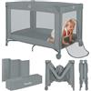 LIONELO Lettino da Viaggio AMELIE 2in1per bambini dalla Nascita a 15 kg, Lettino Pieghevole e box bambini 100 x70 x 69 cm con Ingresso laterale, Materasso, Compacto, 2 Ruote, Borsa da viago