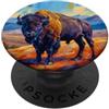 Buffalo Bison Watercolor Art Paint Buffalo American Bison Western Watercolor PopSockets PopGrip Adesivo