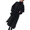 Aprilsunnyzone Cappotto lungo sopra il ginocchio double-face in cashmere da donna, capispalla di lana con cintura e collo con risvolto, adatto per primavera, autunno e inverno (XL nero)