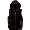 Generisch Gilet con cappuccio da uomo in pelliccia sintetica - Giacca senza maniche in morbido pile Teddy con chiusura lampo | Morbido e caldo gilet per autunno e inverno, Stile f01 nero, L