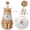 Tyqour Cappello di compleanno per cani e gatti, sciarpa a bandana, vestito di compleanno per cani, set di decorazioni per feste di compleanno per gatti e cani di taglia piccola e media