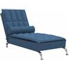 vidaXL Chaise Longue Massaggi Cuscino a Rullo Blu in Tessuto, divano letto, divano letto moderno, divano letto contemporaneo, dormeuse