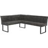 Mendler Panca angolare HWC-O82, sala da pranzo, stoffa ciniglia/tessuto ecologico (310 g/m²) metallo 159x210 cm - grigio scuro