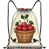 Generic Borsa Palestrazaino con Cordone per Nuoto Shopping Spiaggia 36X42Cm Pieghevole Regolabile Borsa Sportiva Basket of Apples Pattern
