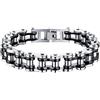 Jewelrywe Braccialetto uomo acciaio inossidabile, Braccialetto pesante Punk Rock stile motociclista, Argenteo Nero