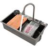 HUOMMGS Lavello da cucina in acciaio inox, 80 x 46 cm, nero, rettangolare, con rubinetto, regolatore di temperatura e nano-galvanizzazione, per casa, bar, ristoranti