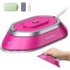 Newbealer Ferro da Stiro da Viaggio, Ferro da Viaggio Mini Portatile Leggera Compatto senza Vapore, Stirare i Vestiti, Doppio Voltaggio 100V-240V, rosa intenso
