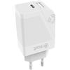Muvit, caricabatterie da rete con doppia spina PD USB-C 20W - QC 3.0 USB-A 18W, bianco