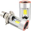 Asudaro Lampadina H4 LED per Moto, BA20D 6000K 12V-80V H4 LED per Moto con Occhi Angelo Fari LED per Motociclette Integrati con Doppio Artiglio per 9V-32V Lampada Auto e Moto Abbaglianti o Anabbaglianti Kit