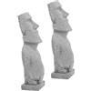 Housoutil 2 Pezzi Statua Moai in Arenaria per Decorazione da Tavolo Dettagli Realistici e Volto Astratto, Scultura Artistica per Casa, Giardino e Acquario