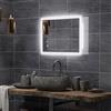 kleankin Specchio Bagno con Luce LED 70x50 cm, 3 Colori Luce, 3000-6500K, Interruttori Touch, Specchio da Parete Antideflagrante con Luminosità Regolabile, Funzione Memoria, Antiappannamento
