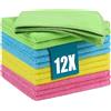 Huglux Panni Microfibra, 12 Pezzi Panno Microfibra Senza Aloni e Lanugine, Morbido, Riusabile Asciutto e Umido, Straccio per Cucina, Auto, Vetri, Pavimenti e Schermi, Multicolore, 30x30 cm