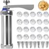 YNNHUDEEP Pressa per pasticceria, pressa per impasto, siringa da pasticceria con 20 stencil e 8 beccucci in acciaio inox, accessori da forno fai da te, pressa per pasticceria, siringa per biscotti