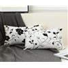 LUOLYYEI Federe Cuscino Letto 40x75 cm Set Da 2, Federe Cuscino Letto In Bianco e Nero Cuscini per Divano Pianta Copricuscini Divano Lino Copricuscini con Cerniera Invisibile per Decorazioni Casa -ly2508Y6