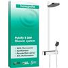 hansgrohe Pulsify S - Colonna doccia con miscelatore termostatico, Sistema doccia (260 mm) con rubinetto, doccetta (3 getti), tubo, asta e soffione doccia tondo (2 getti), cromo, 24240000