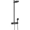 hansgrohe Pulsify S - Colonna doccia a risparmio idrico (EcoSmart) con miscelatore termostatico, Sistema doccia (260 mm) con rubinetto, doccetta, tubo, asta e soffione doccia, nero opaco, 24241670