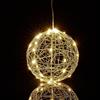 Relaxdays Sfera di Luci a LED, Lampada Decorativa Fili Luminosi, da Appendere o Appoggiare, Cavo Lungo, Ø 15 cm, Argento
