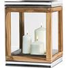 EDZARD Lanterna Dubai (altezza 34 cm, base 26 x 26 cm) teak e acciaio nichelato, peso 4,4 kg - Lanterna da esterno in legno di alta qualità, decorazione da giardino