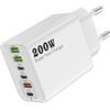 LEVMEK Caricatore USB C 200W GaN 6 Porte, Caricatore Multiplo Rapido PD3.0 PPS per MacBook Pro Air, iPhone 16 15 14 Pro Max, Galaxy S24 S23, iPad, Steam Deck, Caricabatterie da Tavolo Compatto