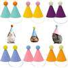 DONGKER Mini Cappelli da Festa per Animali, 12 Pezzi Piccoli Cappellini da Compleanno per Cani Gatti con Chiusura a Scatto, Copricapo Multicolore, Include un Cordino da 42 cm, per Piccoli Animali