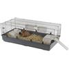 FERPLAST Gabbia Roditori RABBIT 140 per Conigli, Cavie, Porcellini d'India, in Metallo, Accessori inclusi: Mangiatoie, Beverini, Ciotole, Casette, Rampa di accesso dall'esterno. 140x71xh51cm