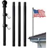 Generic Asta per bandiera da esterno, 1,8 m, telescopica, in acciaio inossidabile, finitura nera, design robusto resistente alle intemperie, per portico, garage, cortile, patio, recinto, tetto, parete