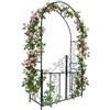 Relaxdays Arco per rose con cancello, ornamenti per rampicanti, nero