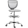 Vinsetto Sedia da ufficio ergonomica sgabello da ufficio con poggiapiedi e senza braccioli, sedia da disegno a schienale medio in rete, altezza regolabile, seduta imbottita e girevole a 360° grigio