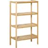HOMCOM Mobile Multiuso a 4 Livelli Salvaspazio in Bambù per Bagno, Salotto e Cucina, 62x33x112cm, Colore Naturale