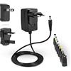 LEICKE Alimentatore ULL 12V 2A / 3V / 4,5V / 5V / 6V / 7,5V / 9V / 12V, caricabatterie da 24W con 9 diverse teste di adattamento per dispositivi elettronici: LCD,router WLAN,interruttori