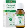 SAN OMEGA GmbH NORSAN Omega-3 Alga EPA 100ml - Integratore Vegano Liquido ad Alto Dosaggio: EPA e DHA Vegetali, Vitamina D3 e Olio d'Oliva Bio - Gusto Arancia