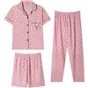 Uwdiohq Estivo da Donna A Maniche Corte con, 3 Pezzi, Taglie Forti Vestaglia di (Light Green, XXL) Pigiami Invernali Cotone Pigiama in Gatto Caldo Estivi Lady Bag Natale Calida Matching Pijama