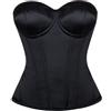 Generisch Corsetto da donna elegante e semplice con scollatura a cuore, corsetto svasato in vita, snellente, bustino senza maniche, senza spalline, top a spalla scoperta, schiena libera, top monocromatico, O