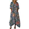 Generico Vestito Donna Elegante con Taschen Abito Estivo Lungo Boho Chic Vestito Lungo Elegante Cerimonia Caftano Copricostume Mare Maxi Abito Fluido Traspirante Taglie Forti Spiaggia Vacanza Casual (A21,S)