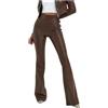 Celanisai - Pantaloni a zampa larga da donna a vita alta, in pelle sintetica, con effetto pelle, skinny push up, leggings elasticizzati in pelle sintetica, look in pelle, vita alta, gonna a campana, O