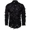 Generisch Camicia da uomo con piume, 3D, in stile gotico, con piume, per il tempo libero, pirati, con lacci, medievale, vintage, costume steampunk, top volant, camicie vittoriane, permance, Nero , M