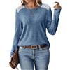 WUIRMELY Maglie a manica lunga da donna Elegante 2023 T-shirt Tops Maglione Autunnale Felpa a Righe Tunica Blu L