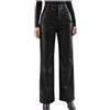 Celanisai Pantaloni da donna in pelle larghi a vita alta, pantaloni in similpelle eleganti lunghi a tinta unita a gamba larga per il tempo libero, antivento, impermeabili, leggings in similpelle con