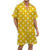 Generisch Set pigiama da uomo a maniche corte, set di pigiama da uomo, con stampa a pois, in due pezzi, biancheria da notte, con colletto a risvolto, bottoni, camicia e gamba dritta, pantaloni corti, comodi in