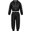 Generisch Jazz Hip Hop Abbigliamento da ballo da donna Street Dance Outfits Performance Top con chiusura lampo integrale da donna anni '70 con paillettes tuta jazz dance harem, O nero., XL