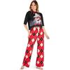 DC Comics Harley Quinn Lungo Pigiama Donna, Morbido Traspirante Abbigliamento da Notte Set (Nero/Rosso, S)