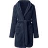 Celanisai Accappatoio da uomo in spugna senza cappuccio vestaglia corta da uomo in cotone leggero cappotto da sauna in flanella, morbido accappatoio da viaggio in pile, grandi dimensioni, O blu navy
