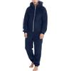 Cexiakong Tuta invernale da uomo, calda, soffice, in pile, tinta unita, con chiusura lampo e tasche, O blu navy, XXXXXL