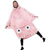 Cexiakong Pigiama da uomo lungo oversize coperta con cappuccio flanella coperta felpa caldo pigiama inverno grandi taglie felpa con cappuccio peluche maglia coccolosa soffice comodo pigiama intero, O