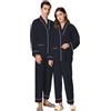 Duohropke Pigiama da uomo e donna, in raso, lungo, con bottoni, a maniche lunghe, da notte in due pezzi, bianco, M