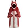 Generisch Pigiama da donna con simpatici animali, vestaglia con bottoni in pile di corallo, comoda tuta da casa soffice in peluche, pigiama con cappuccio e tasche, coccoloso, morbido, caldo, abbigliamento per