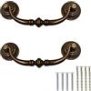 TopHomer 2 pezzi Maniglie per cassetti in stile antico con viti, tiraggio a gancio decorativo retrò, maniglia per porta da 14 cm, hardware per cucina e armadio, ottone