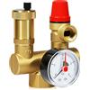 GOEDCH Valvola di sicurezza in ottone, DN25: 3 bar, valvola di scarico della pressione, robusta gruppo di sicurezza per caldaie e impianti ad acqua calda (DN25/3bar)